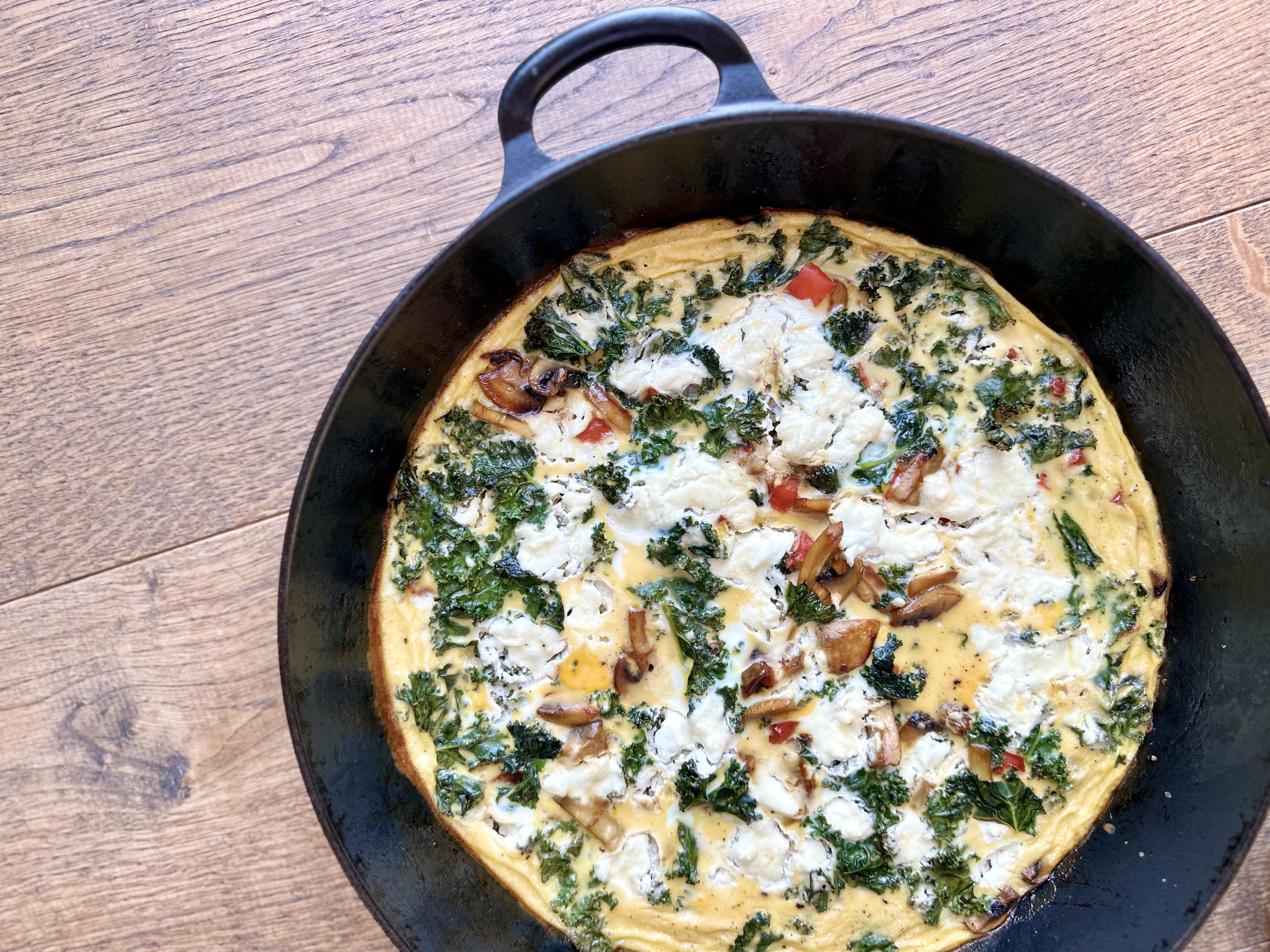 Mushroom, goat cheese & kale frittata: A Savoury Delight