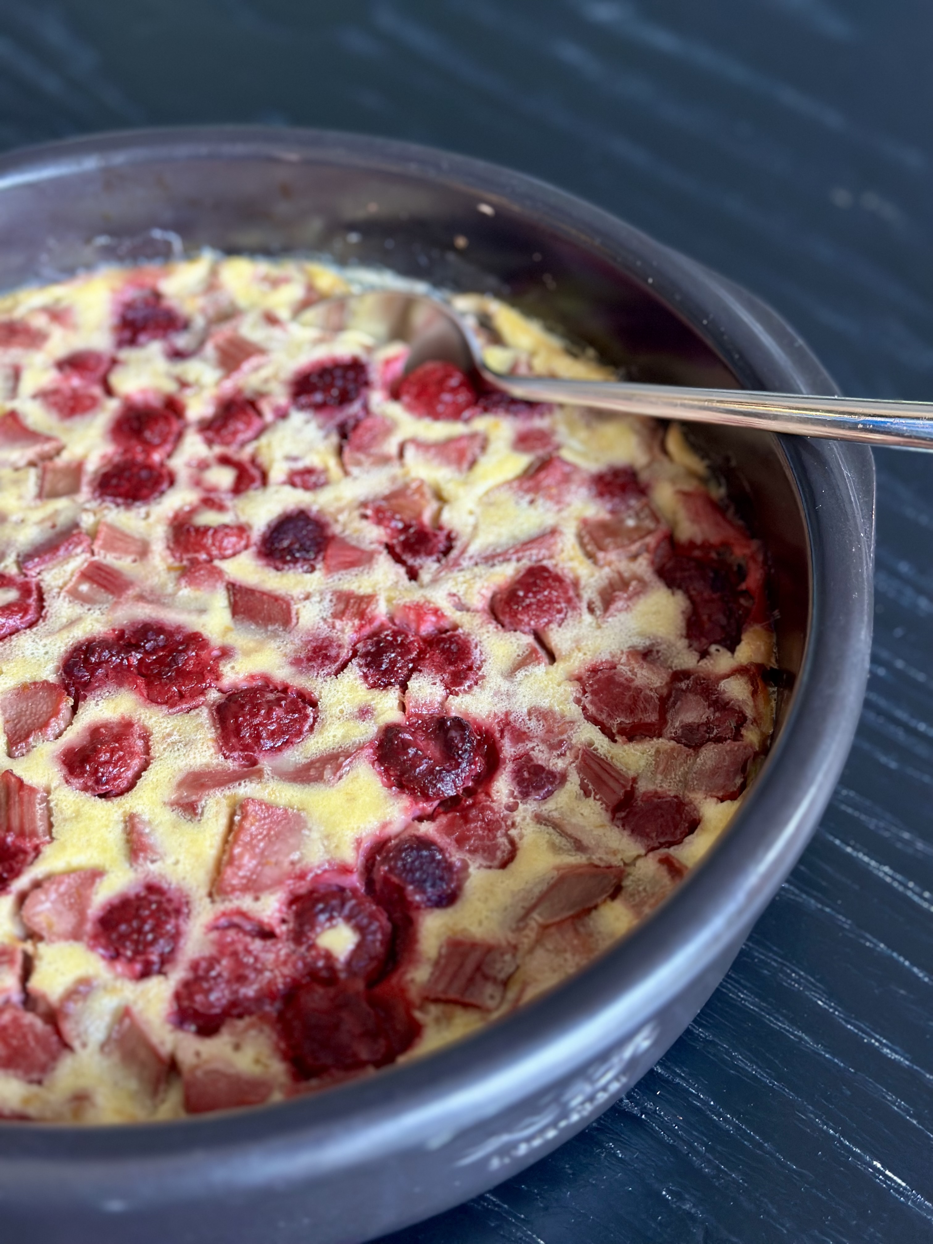 Rhubarb & raspberry clafoutis